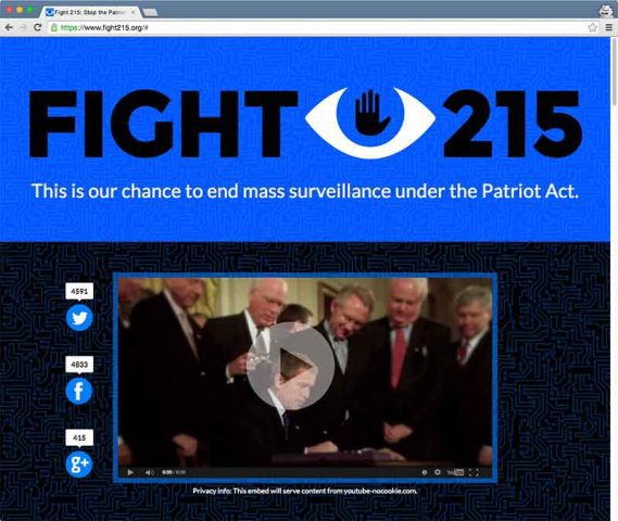 Stop the Patriot Act's mass surveillance with Fight 215!