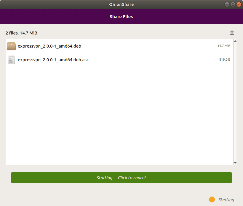 Share files with OnionShare screenshot