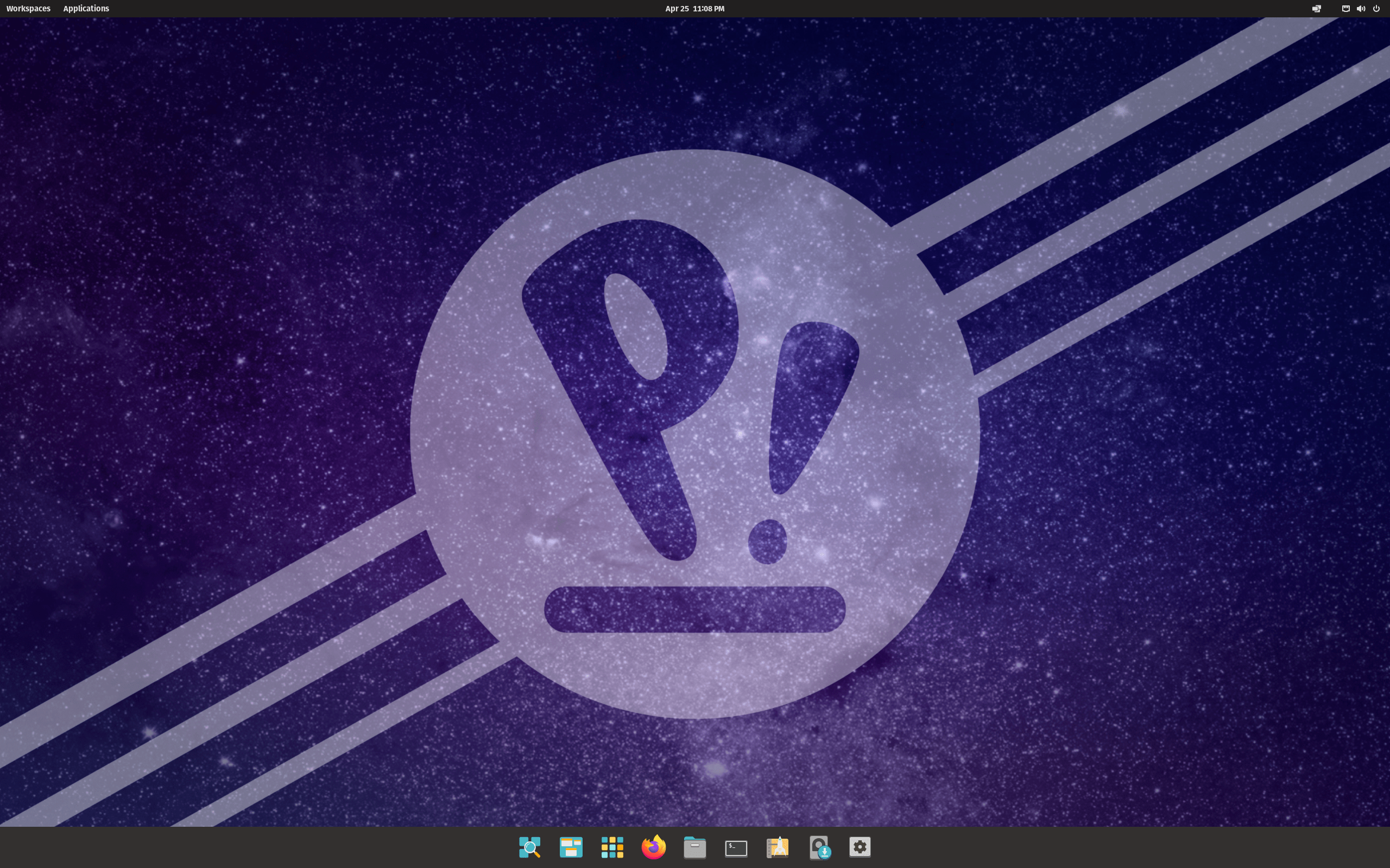 Pop!_OS interface, with a visible taskbar and a background wallpaper