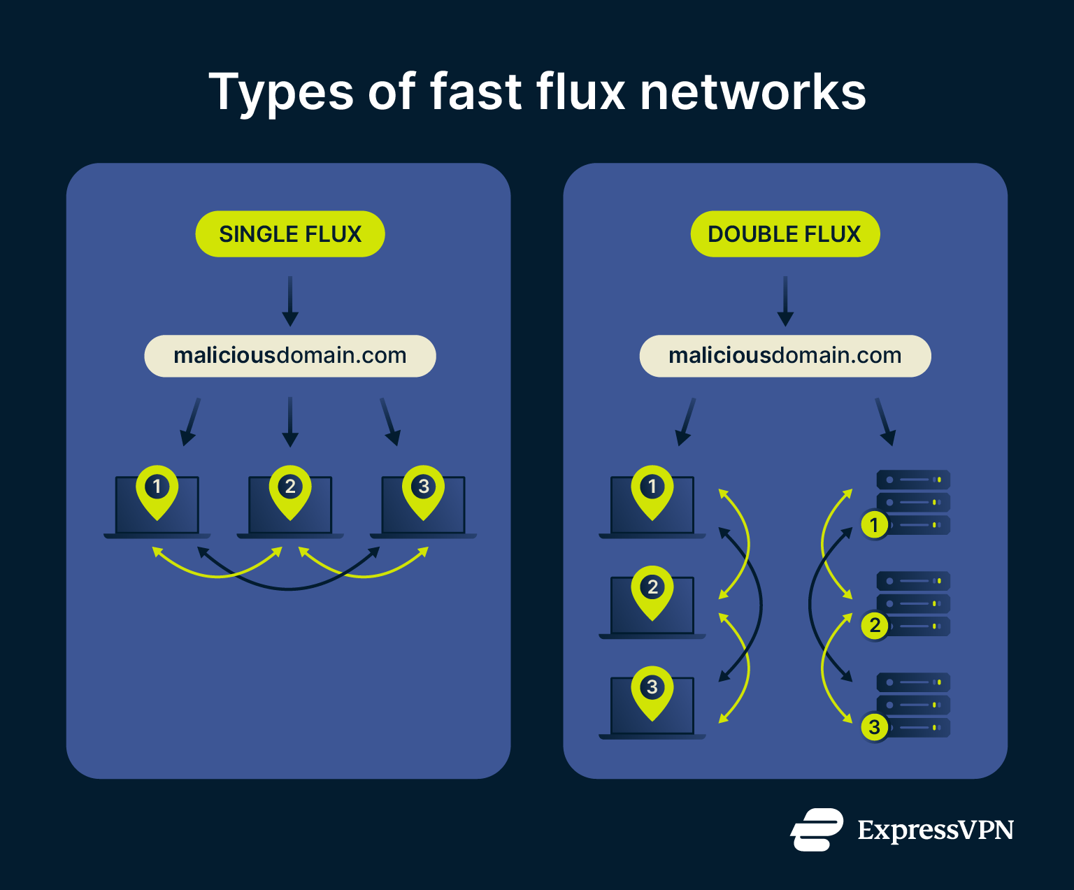 Visual comparison of single-flux and double-flux networks.
