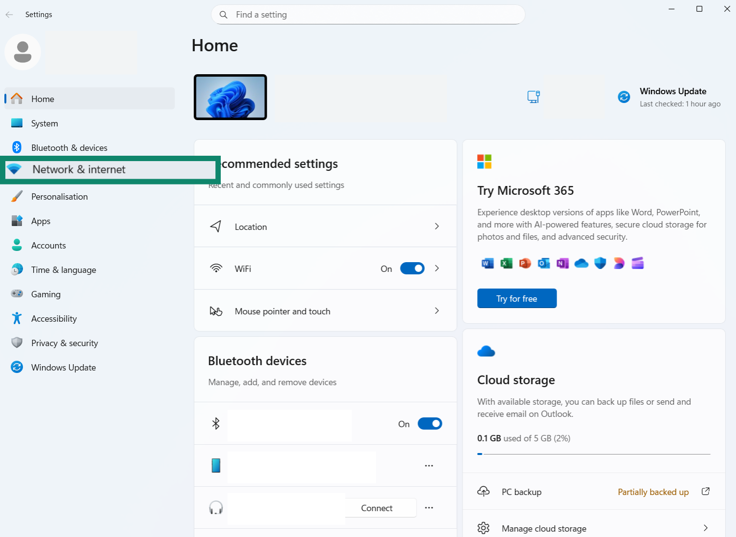 A screenshot of the Windows Settings menu, with the Network & internet option highlighted.