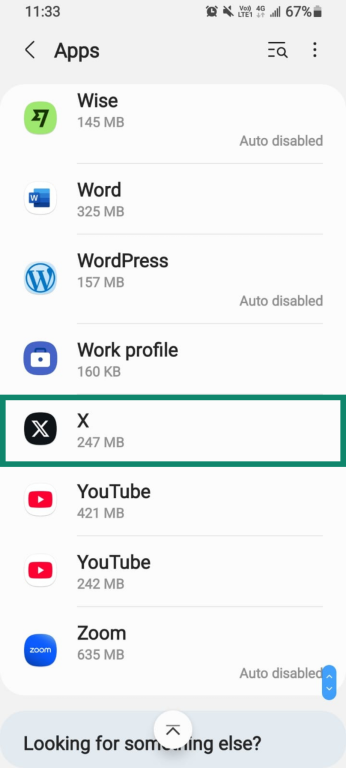 The Twitter (X) app under app settings on Android.