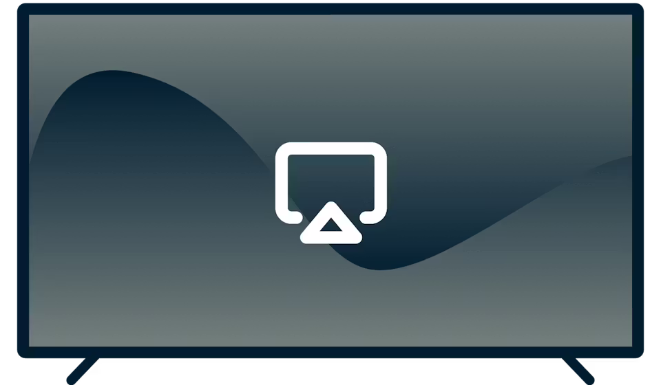 Logotipo AirPlay em uma tv.