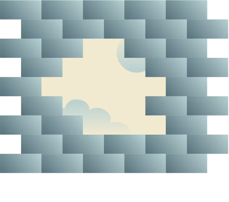 Durchbrochene Ziegelmauer.