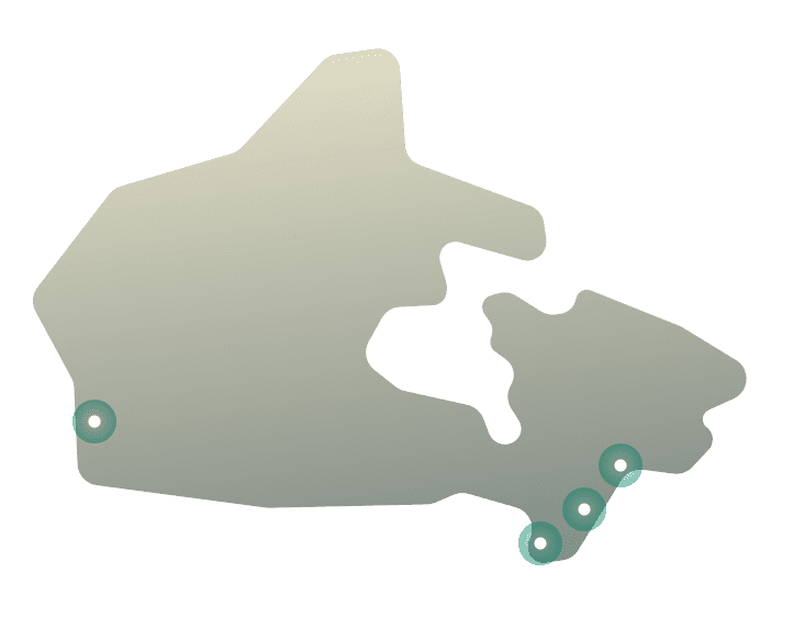 Kanada'daki VPN sunucusu konumları haritası.