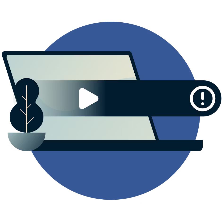 Bærbar computer med afspilningsfejl.