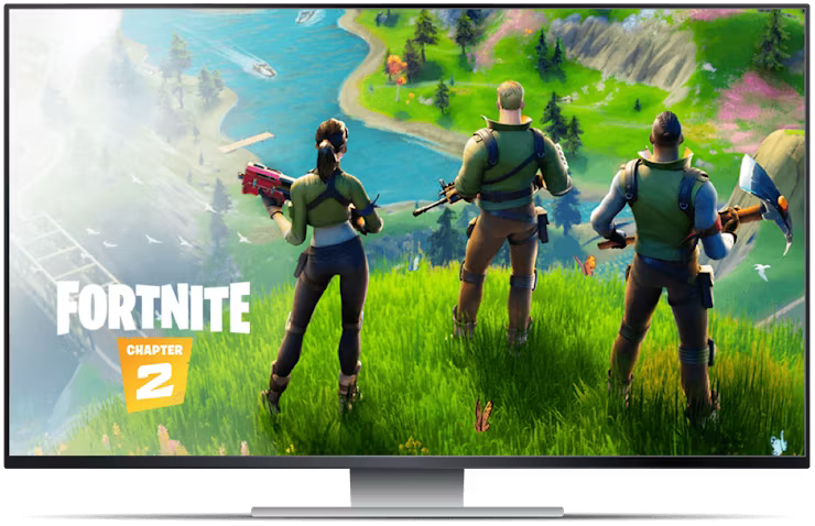 GeForce now skärm med Fortnite.