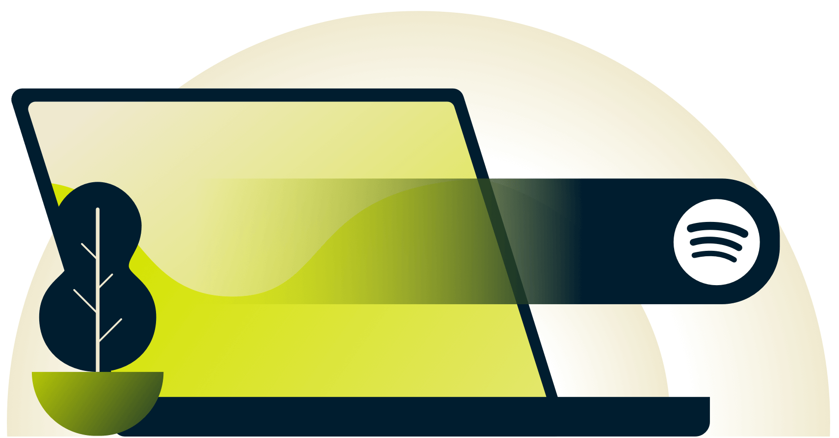 Sveipebevegelse med Spotify-logo fra en bærbar PC.