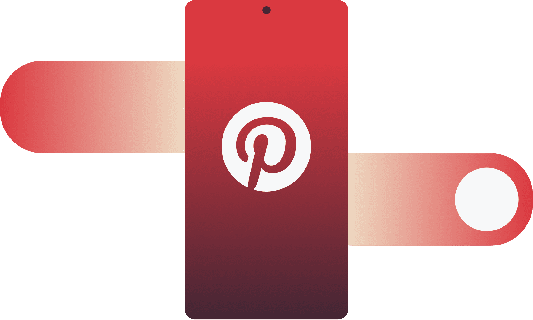 Mobil cihazdaki Pinterest logosu üzerinden geçerken kaydırma hareketi.