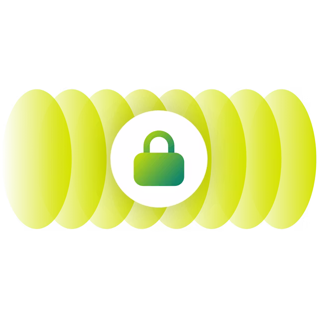 Grön bård med ett säkrat lås på den.