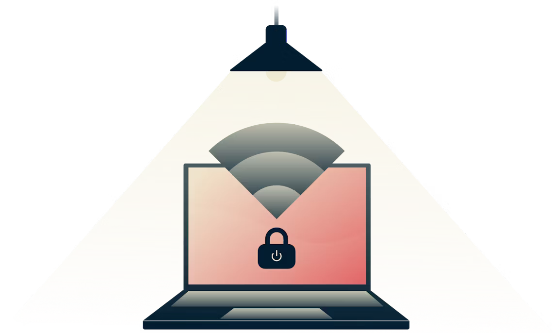 Network Lock zatrzymuje cały ruch internetowy, gdy tylko połączenie z VPN zostanie przerwane. Lampa świecąca nad zabezpieczonym komputerze.