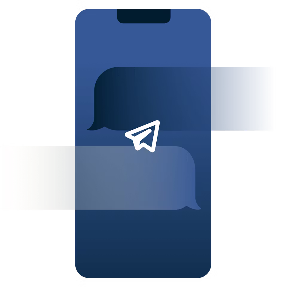 En meddelandeapp med en nyckel på en telefonskärm.