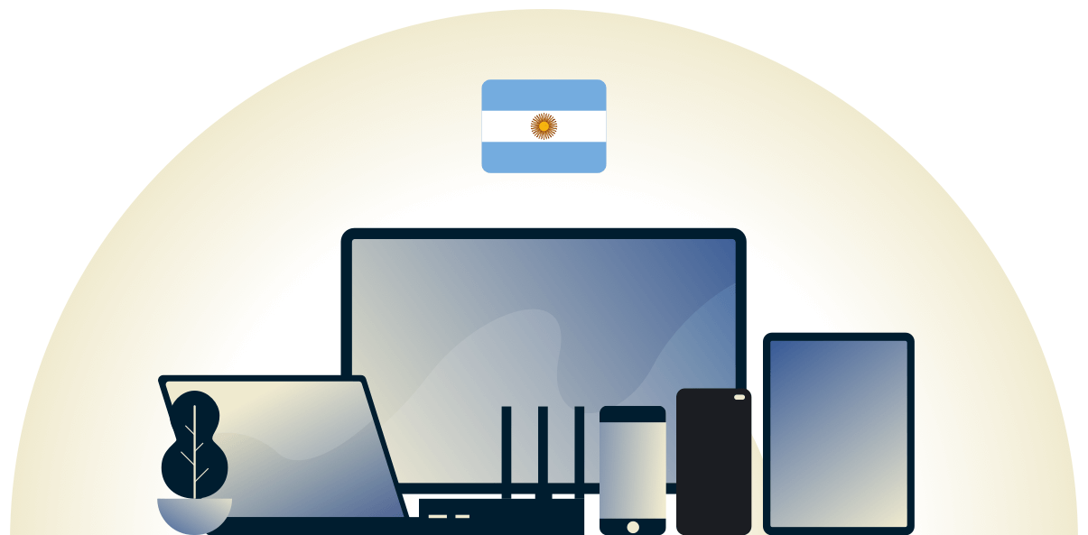 VPN argentina protegiendo una variedad de dispositivos.