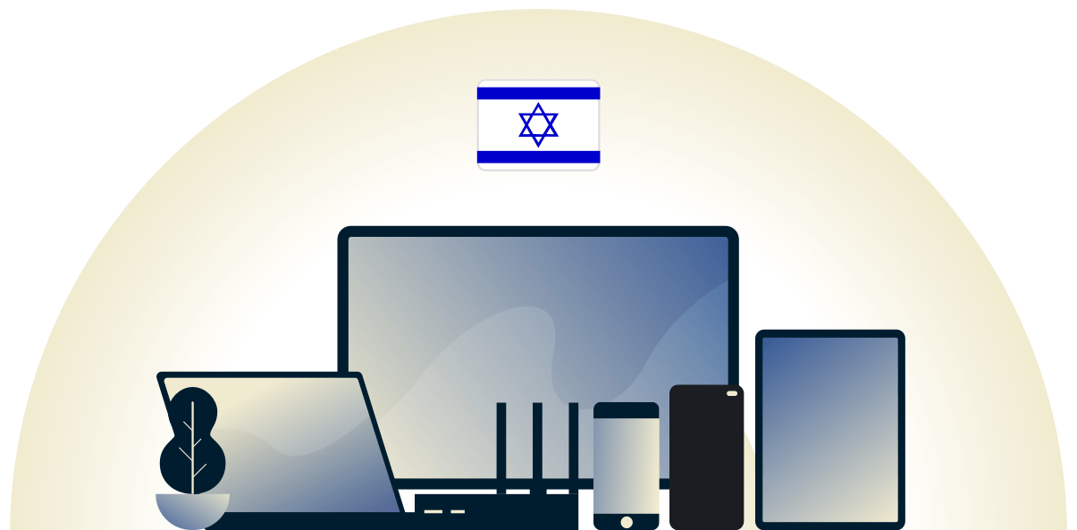 VPN per Israele che protegge una varietà di dispositivi.