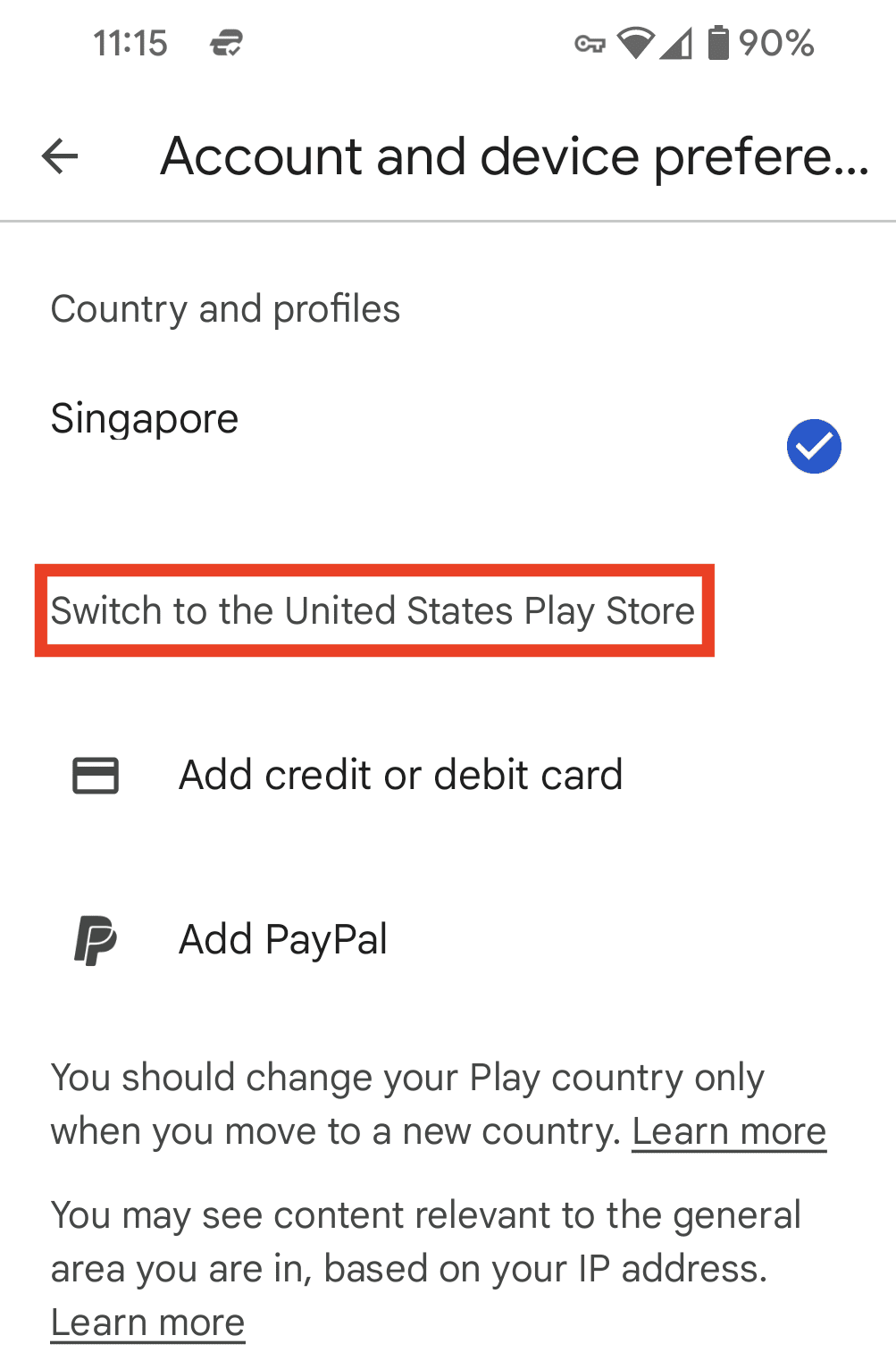 Como mudar o país da Google Play com uma VPN no Android