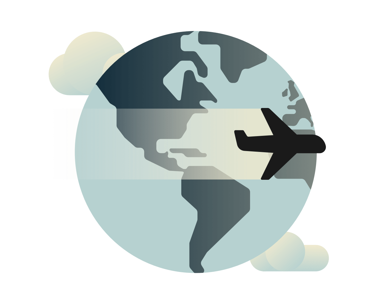 Самолет, прелитащ над света.